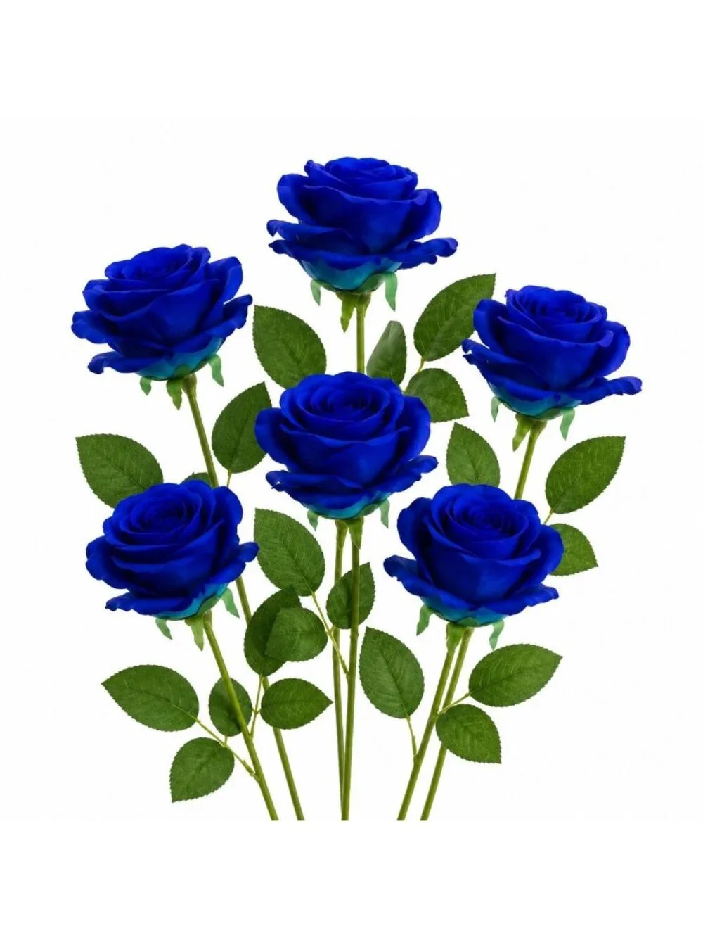 Royal Blue Artificial Roses 6 Stems Faux Silk Rose Bouquet Wedding Flowers Home